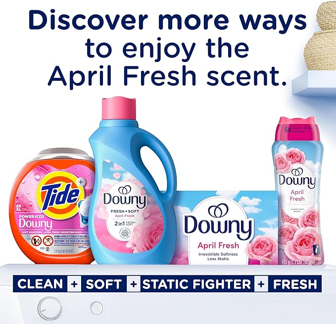 Downy Liquid Fabric Softener, April Fresh 2-in-1 Fresh & Soft, 140 Fl Oz, 190 Loads, Fabric Conditioner For Freshness And Softness