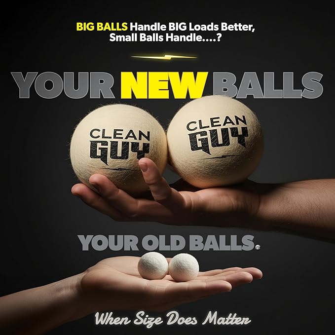 Wool Dryer Balls XL 6-Pack– Natural Fabric Softener, Reusable Laundry Dryer Balls –Reduce Drying Time, Static & Wrinkles– Hypoallergenic, Chemical Free Dryer Sheet Alternative, Eco-Friendly