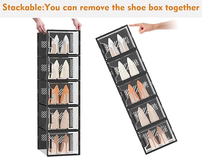 SIMPDIY Shoe Storage, 12 Pack X-Large Shoe Organizer for Closet, Shoe Boxes Clear Plastic Stackable Shoe Storage Boxes for Size 13