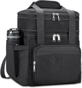holuxer Insulated Lunch Bag & Lunch Box for Men - Double Deck Reusable Lunch Bag for Women Tote Cooler Bag Leakproof Soft Expandable - Large Lunchbox for Work/Adult/Picnic/Outdoor (Black，15L)