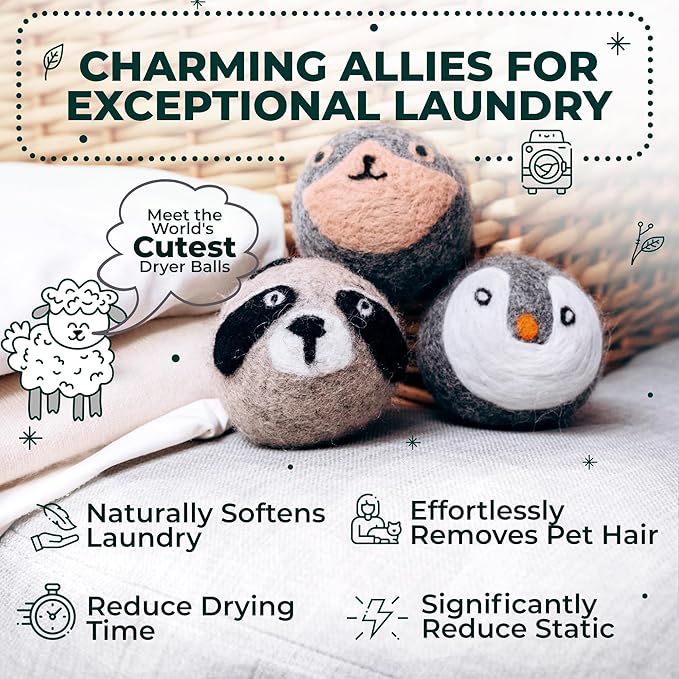 No More Dryer Sheets! XL Wool Dryer Balls 6-Pack, Reusable Laundry Softener & Static Reducer, Eco-Friendly, Long-Lasting, Safe for Sensitive Skin