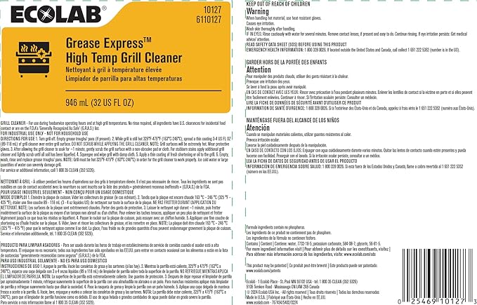 Ecolab Grease Express HighTemp Grill Cleaner, 32oz 10127