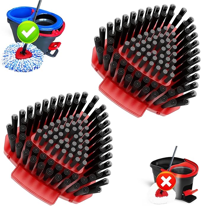 2 Pack Upgraded Spin Mop Replace Scrub Mop Brush Compatible with O Cedar 2 Tank RinseClean, Great for Kitchen, Deck, Bathroom and Shower Floor Scrubber