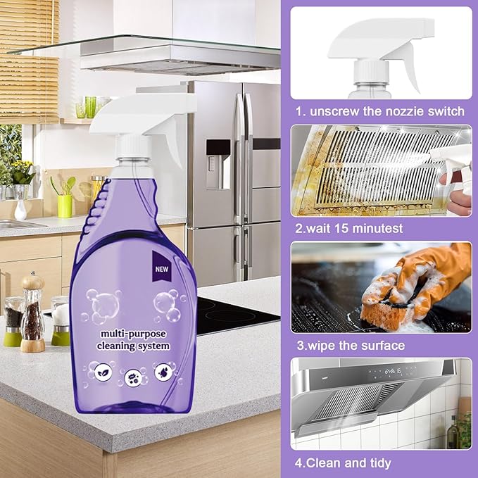 Timeno Multi-Purpose Cleaning System, Oven Spray Cleaner & Concentrated Tablets, Household Multi-Surface Use (1Bottle+18pcs Tablets)