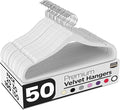 Utopia Home Velvet Hangers 50 Pack – Luxury Non-Slip Slim Pant & Coat Hangers, Strong Space-Saving Clothes Hangers with Pants Bar and 360° Swivel Hook – White