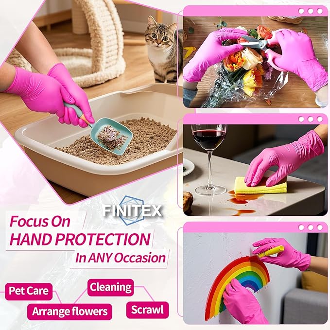 FINITEX Nitrile Disposable Latex-Free Gloves - 3.5mil 100/1000PCS Powder-Free Latex Free Cleaning Medical Exam Food Gloves