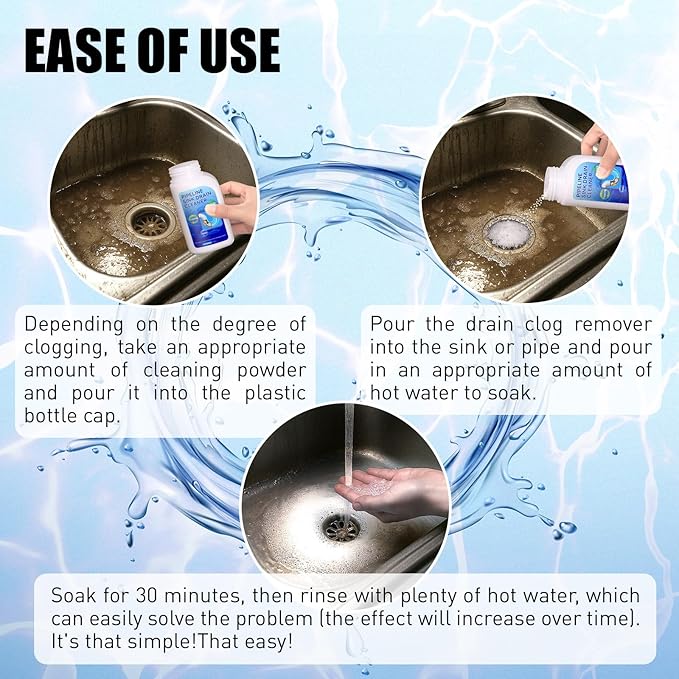 Pipeline Dredging Agent Sink Drain Cleaner - Powerful Quick Cleaning Drain Toilet Cleaner Tool, Unclog Toilet Clog And Kitchen Sink Pipe Unblocker Powder (2pc)