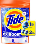Tide Oxi Boost Power PODS Laundry Detergent Pacs, 18 Count, Set-In Stain Removal + Oxi Power, laundry soap detergent pacs