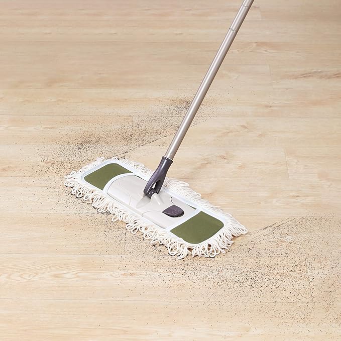 Eyliden Dust Mop with Reusable Washable Pads - One Touch Replacement, Height Adjustable Handle, Total 2 Mop Cloths, Wet Dry Mops for Floor Cleaning, Hardwood, Laminate, Tile Floor Push Dust Broom