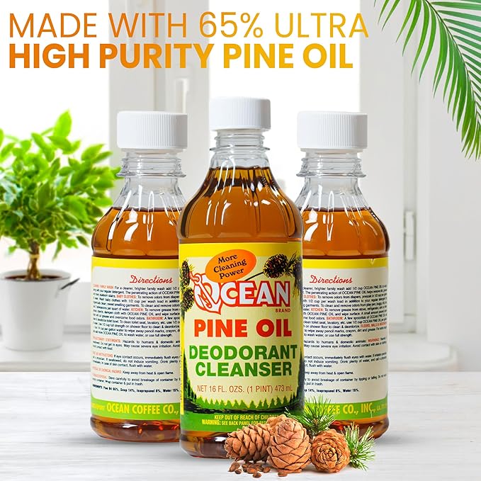 Ocean Pine Oil Cleaner Concentrate, 65% Pine Oil Deodorizer, All-Purpose Household Cleaner for Floors, Kitchen, Bathroom, Laundry, Grease & Odor Removal (1, 16 fl oz)