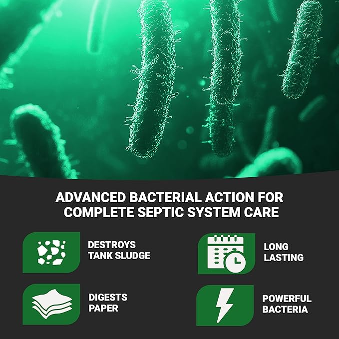 Roebic K-47-Q Cesspool Treatment: Prevents Clogging, Buildup, Exclusive Bacteria Digests Paper, Destroys Sludge - 32 Ounces, White/Green