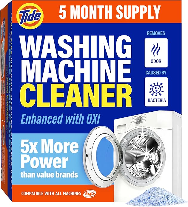 Washing Machine Cleaner by Tide, Washer Machine Cleaner with Oxi for Front and Top Loader Washer Machines, Deep Cleaning Residue & Odor Eliminator, 5 Month Supply (Packaging May Vary), Pack of 6
