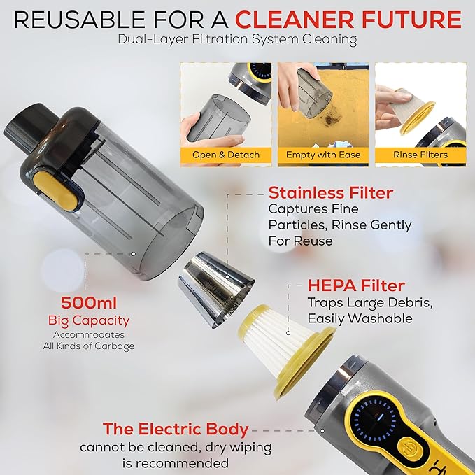 HyperVac 2-in-1 Handheld Portable Car Vacuum Cleaner & Blower, 18500Pa Suction, Corded/Cordless Air Duster with LED Light, Flexible Hoses, USB-C Fast Charge – Ideal for Home, Office & Pets