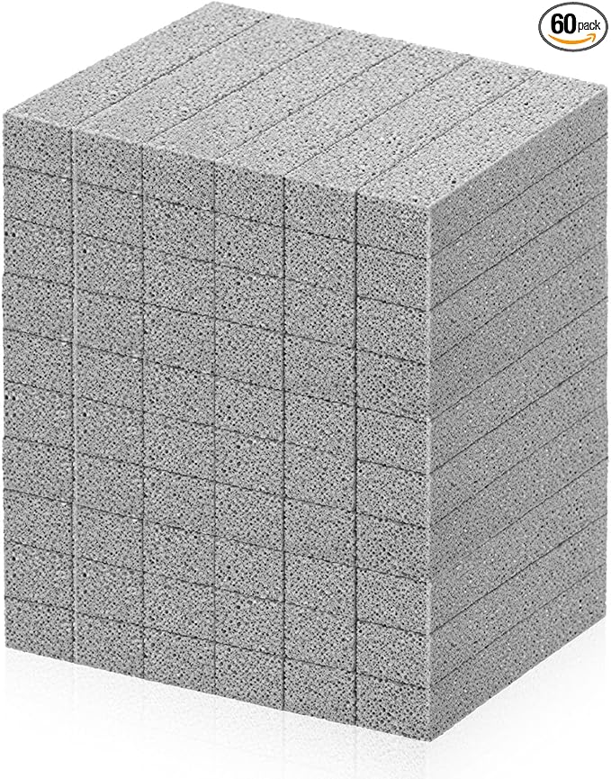 60 Pcs Pumice Stone for Toilet Cleaning Bowl, Pumice Scouring Stick Pad Hard Water Stain Remover,Cleaning Stones for Toilet, Stove, Oven, Bathroom, Grill, Kitchen, Sinks