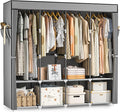 Neatrays Portable Closet, 66 Inch Large Capacity Wardrobe for Closet Organizers and Storage with Non-Woven Fabric Cover, 4 Hanging Rods, 8 Shelves(Grey)