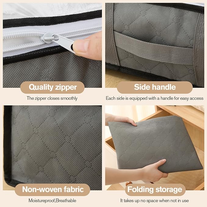 90L Under Bed Storage Containers, Foldable black Underbed Storage Bags - Closet Organizers and Storage Bins for Wrapping Paper, Blanket, Clothing, Comforter, Sweaters, Pillows, Linen Sheets