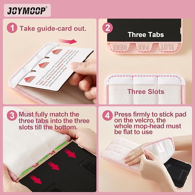 JOYMOOP Flat Mop Head, with 13-inch Microfiber Mop Pad Replacement - Pink, 1 Pack