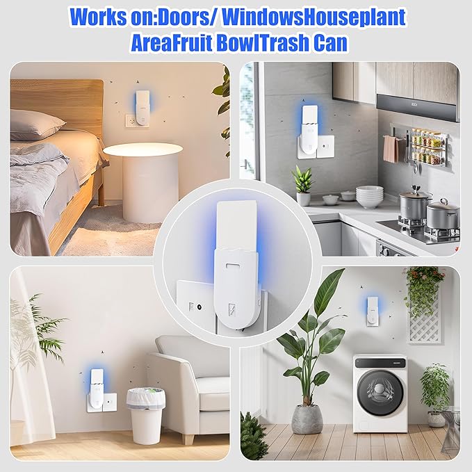 Indoor UV Fly Trap – Silent Gnat & Fruit Fly Catcher with Night Light, 400 sq. ft Coverage
