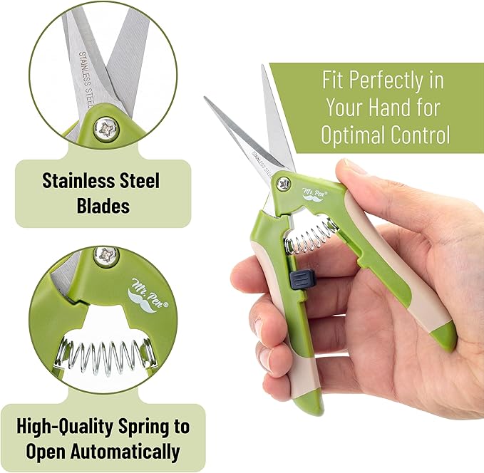 Mr. Pen- Gardening Scissors, 6.5 Inch, Green, Pruning Shears for Gardening with Straight Stainless Steel Blade, Plant Trimming Scissors, Garden shears, Garden Scissors, Gardening Shears, Hand Pruners