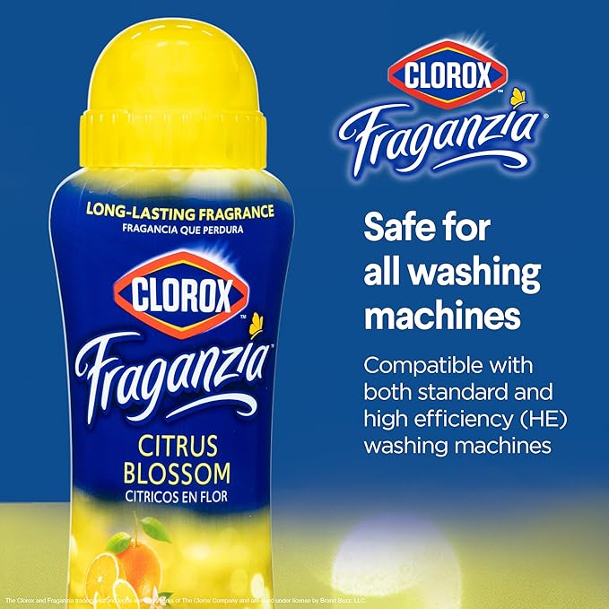 Clorox Fraganzia Laundry Scent Booster Crystals, In-Wash Fragrance Beads for Fresh-Smelling Clothes & Linens, Safe for All Fabrics & Colors, Citrus Blossom Scent, 18 Oz, 2 Pack