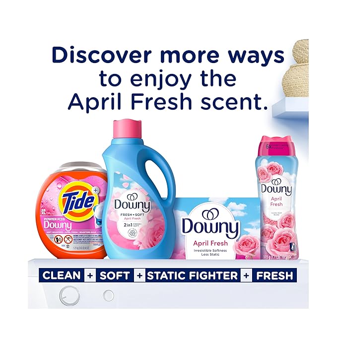 Downy Soft, 2 in 1 Soft and Fresh Liquid Fabric Softener, April Fresh, 44 fl oz, 60 Loads, Fabric Conditioner Liquid provides softness and freshness for fabrics