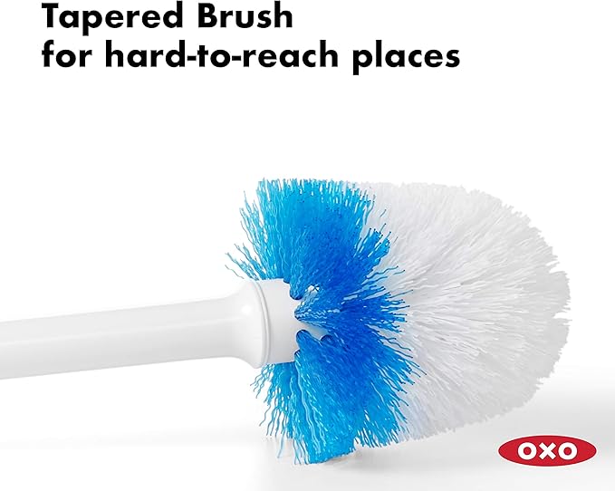 OXO Good Grips Compact Toilet Brush & Canister, Toilet Bowl Brush and Holder with Automatic Canister Door, Bathroom and Small Spaces Cleaning Supplies Essential (Pack of 6)