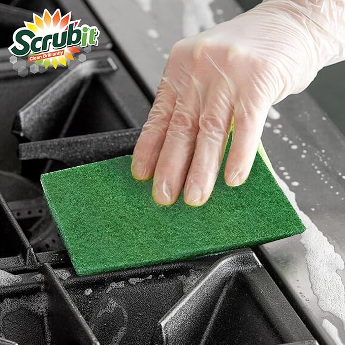 SCRUBIT Scouring Pads - Heavy Duty Scrub Pads for Cleaning Dishes - Non-Scratch - Reusable - Green (100, Green)