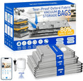 12 Pack Oxford Ripstop Vacuum Storage Bags with Pump, Reusable Space Saver Bags for Clothes, 4 Jumbo + 4 Large +4 Medium Vacuum Bags for Travel, Luggage, Blankets, Quilt