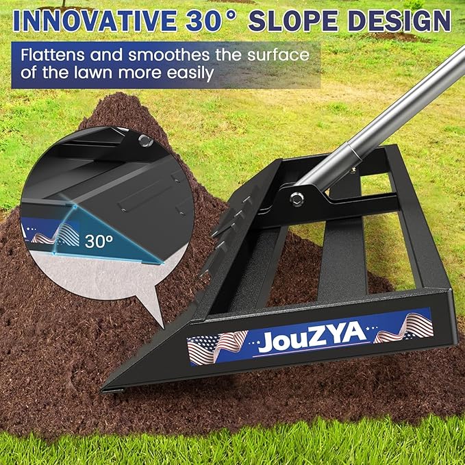 Lawn Leveling Rake 45x10 inch, Lawn Leveler Tool with Stainless Steel, 80" Extended Handle,Golf Course, and Farm,Heavy-Duty for Garden (Updated)
