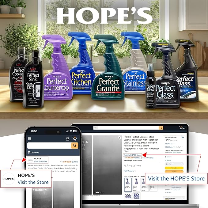 HOPE'S Perfect Cooktop Glass and Ceramic Cooktop and Stove Top Cleaner, Fast Acting and Removes Burnt on Stains from Glass Ceramic Smooth Top Ranges with its No Rinse Formula, 10.6 Oz, Pack of 12