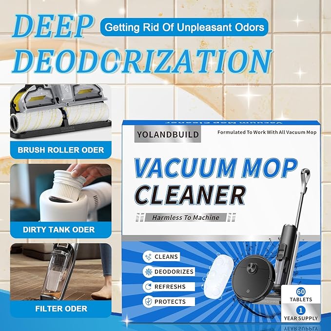 Floor Cleaning Solution Tablet,Compatible with Tineco, Deep Cleans for Multiple Hard Floors, Suitable With All Robot Vacuums with Mopping and Cordless Wet/Dry Vacuum Mop Cleaner-60 Pack,Orange Scent