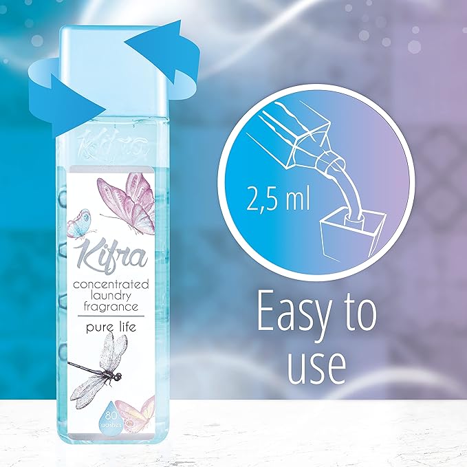 KIFRA PURE LIFE Concentrated Laundry Fragrance 6.76 Fl Oz 200ml 80 Washing Cycles