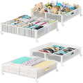 Under Bed Storage, Under the Bed Storage Containers with Wheels, Under Bed Shoe Storage Organizer Drawer, Tool-free Assembly Metal Underbed Storage Containers for Bedroom Clothes Shoes Blankets -4PCK