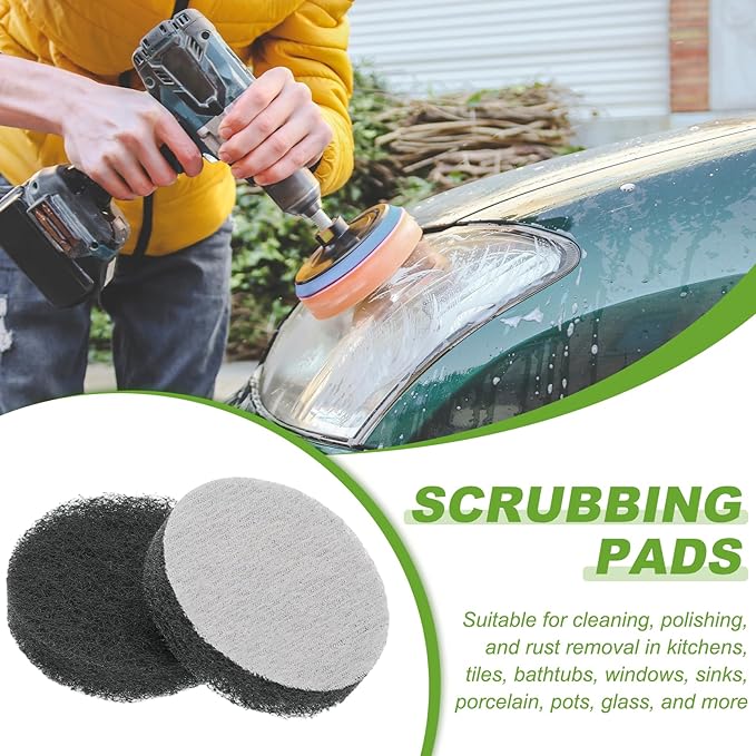 Power Scrub Pads, Scrubbing Pads 800 Grits Scouring Discs - Fitting for (Home Kitchen Cleaning - Drill Attachment - Scrubber Replacement) 20 Pcs & 2 Inch & Gray