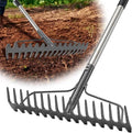 Bow Rake, 79" Heavy Duty Garden Rake with Wide 17 Tines Head & Stainless Steel Handle, Adjustable Rakes for Lawns Yard Loosening Soil Thatching Gathering Leaves Gravel