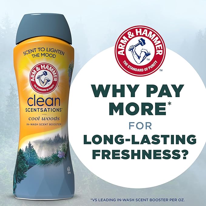 ARM & HAMMER Clean Scentsations In-Wash Scent Booster, Cool Woods scent, 24 Oz