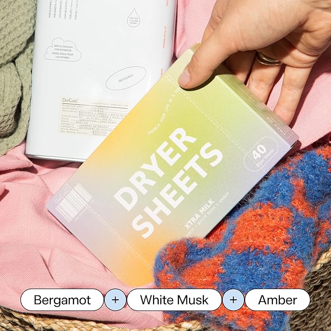 DedCool Xtra Milk Dryer Sheets and Xtra Milk Liquid Laundry Detergent | Bergamot, Vanilla & Amber Scent | Softens & Freshens