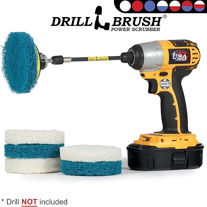 Drill Brush - Drill Attachment - Bathroom - Power Scrubber Pads - Cleaning Pads - Bath - Shower Door - Scouring Pad Kit - Bath Mat - Bathroom Sink - Shower Cleaner - Vinyl Flooring - Scrub Pads