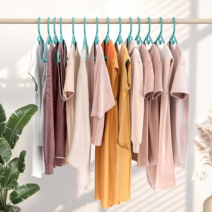 NEATERIZE Thick Heavy Duty Hangers - Aqua Plastic Clothes Hangers 38 Pack - Great for Coat Hanger, Jackets Jeans & Suit Hanger for Closet - New Apartment Essentials Percheros Ganchos para Colgar Ropa