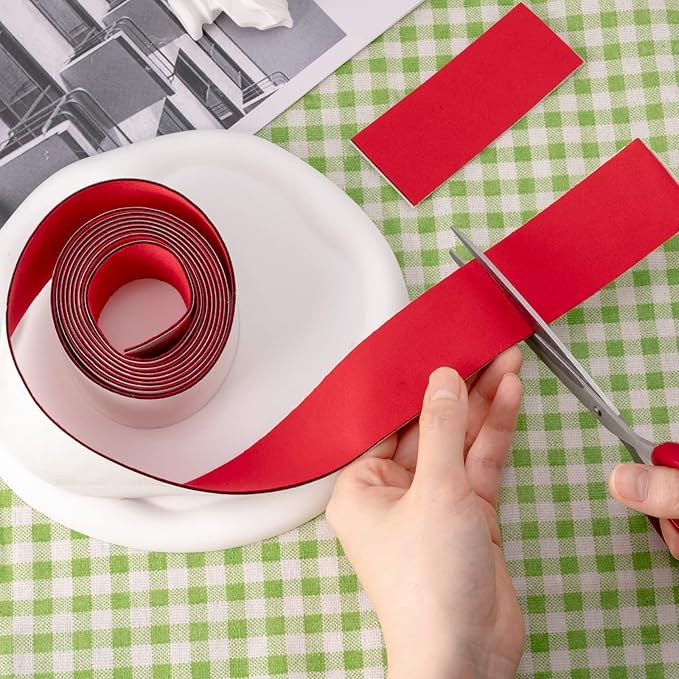 FOSHIO Micro Fiber Felt for Squeegee Edge Wrapping 2 Meters Length - Red Felt to Cover The Edges of Hard Card Squeegees