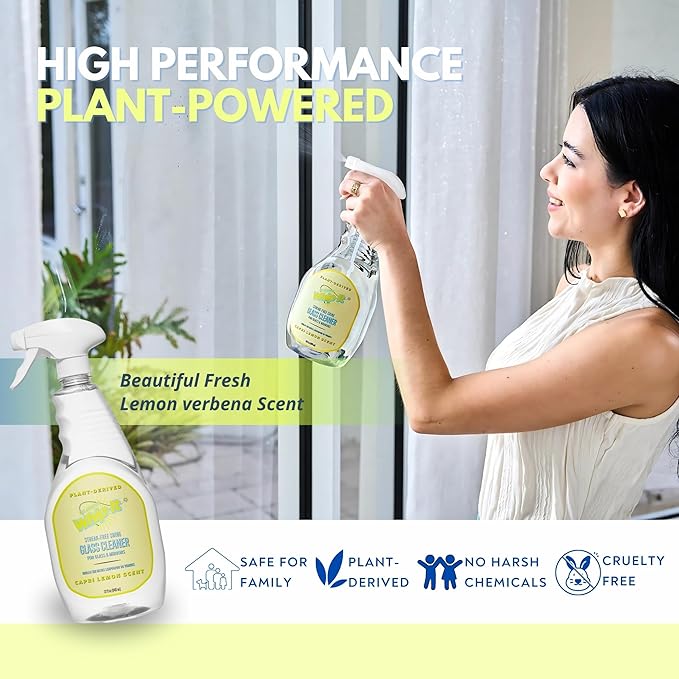 Whip-It Capri Lemon Streak Free Glass Surface Cleaner Spray - Multi-Surface Window Cleaner Spray for Tough Stains - 32oz