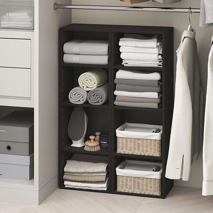 Furinno PASIR 8-Tier Closet Organizers and Storage, Open Shelf, Storage Organizer, 12-Inch Width, for Closet, Bedroom, Blackwood