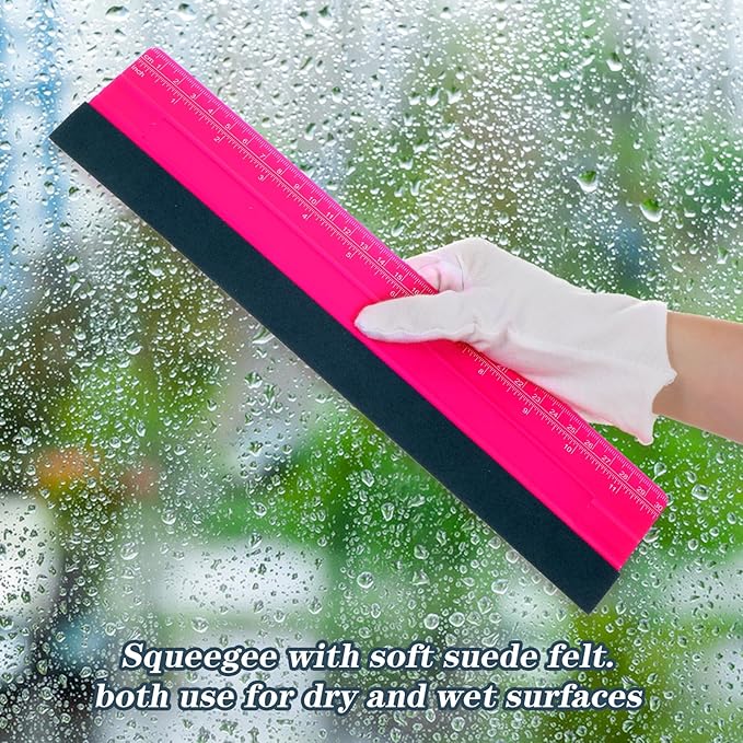 Felt Squeegee, 12 Inch Vinyl Squeegee Wallpaper Tools Window Tint Squeegees Wallpaper Smoothing Tool with 30CM Ruler, Window Tint Squeegees for Decals, Sticker Paper
