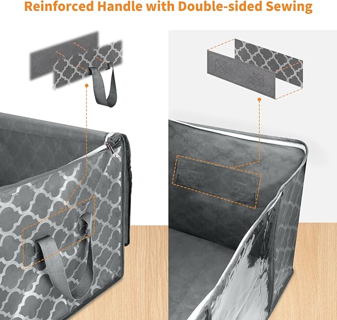 90 L Large Storage Bag Clothes Storage Organizer with Durable Handles for Closet Storage, Comforter, Blanket, Clothing, Bedding and Toys 6 Pack