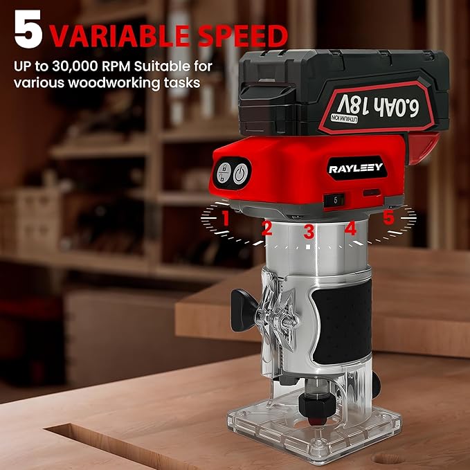 Cordless Wood Router Trimmer Compatible With MILWAUKEE 18V Battery, 800W 30000 RPM Brushless Motor Hand Palm Router with 15pcs 1/4"Shank Router Bits for Woodworking,Slotting(NO Battery)