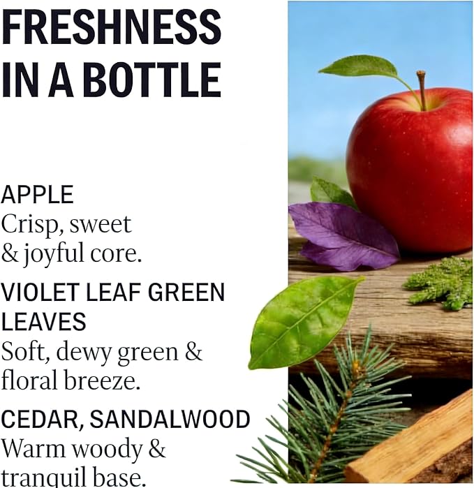 TSA Travel Fabric Refresher Spray - Plant Based Molecular Odor Eliminator for Clothes Car Couch - Quick Dry Apple Aromatherapy Linen Mist 1.35oz