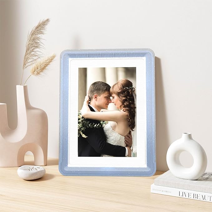 5x7 Picture Frame, Clear Acrylic Photo Frame with White Mat for 4x6 Photos, One-Piece Shatterproof Tool-Free Design, UV-Resistant Waterproof Tabletop Frame for Home Office Decor with 10-Year Warranty