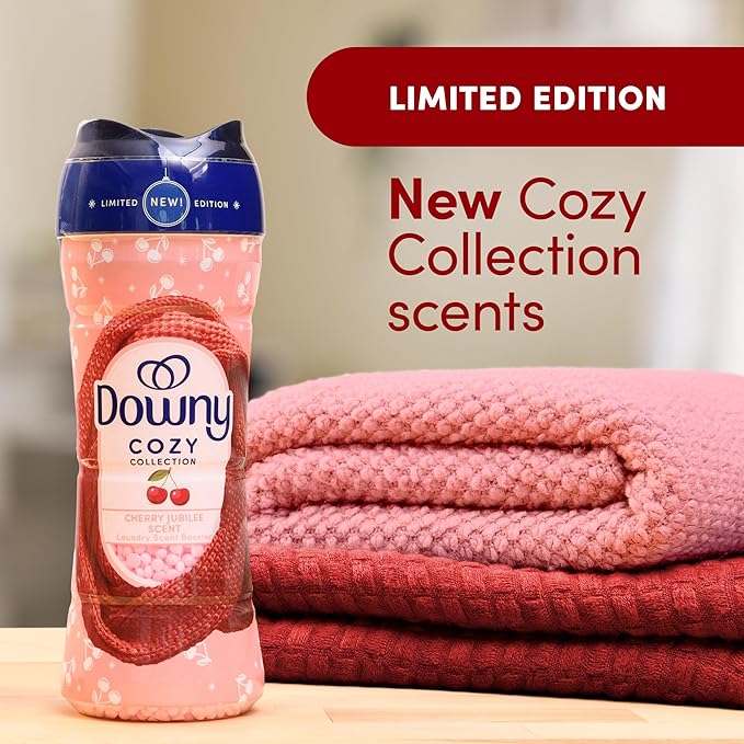 Downy Cozy Collection In-Wash Laundry Scent Booster Beads, Cherry Jubilee Scent, 7.8 oz, Limited Edition Laundry Beads
