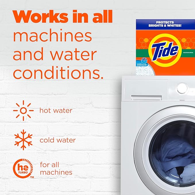 Tide Powder Laundry Detergent, Mountain Spring Scent, 125 Loads, 143 oz