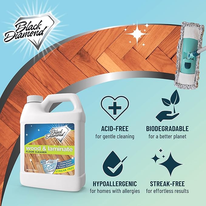 Black Diamond Stoneworks Wood, Laminate, Hardwood & Luxury Vinyl Floor Cleaner – Multi-Purpose Mopping Solution for a Streak-Free Clean (128 Fl Oz) refill.